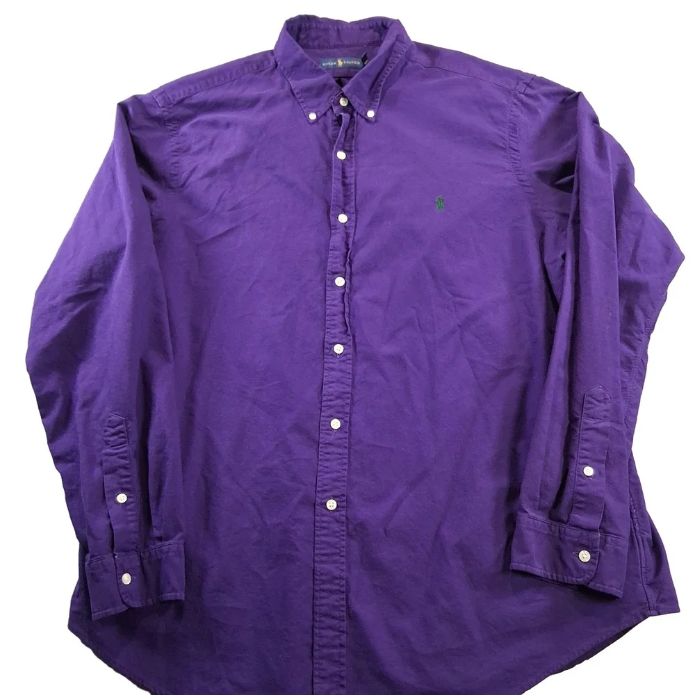 Polo Ralph Lauren Button Down Shirt XXL Purple Classic Pony Logo Long Sleeve